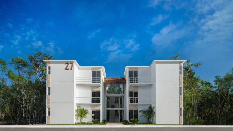 Edificio Ceiba en el desarrollo inmobiliario Selva Escondida.