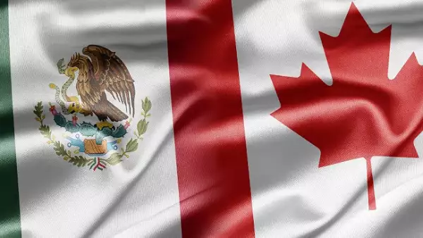 banderas de M�xico y Canad�