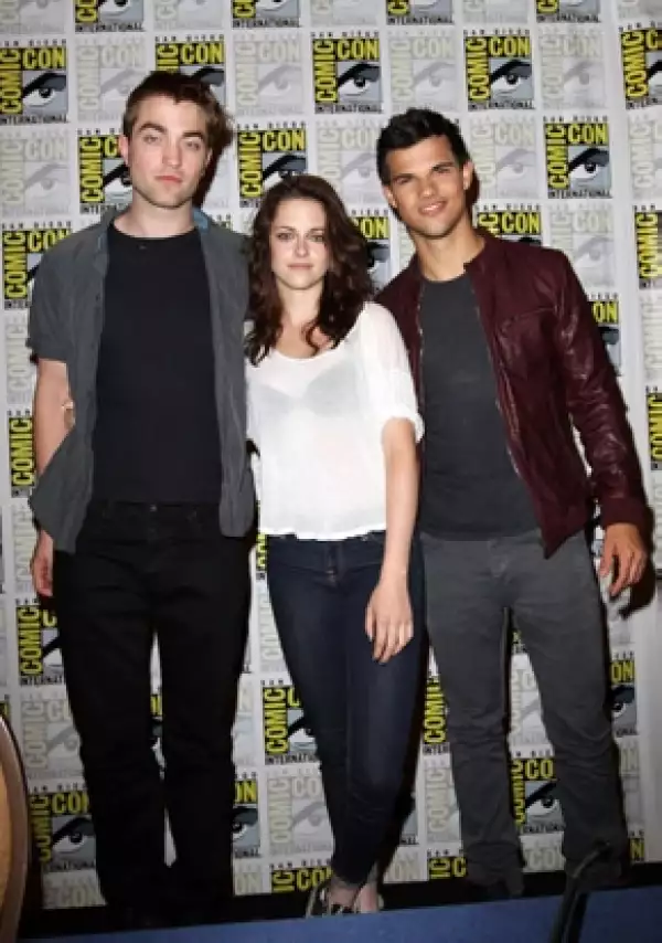 Los protagonistas de la saga Crepúsculo, Kristen Stewart, Robert Pattinson y Taylor Lautner.