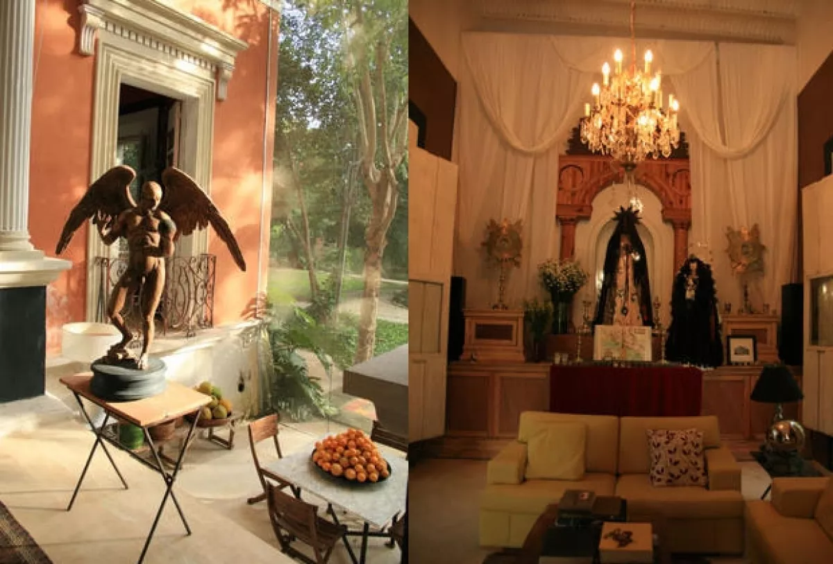 En esta casa se mezclan tanto las obras de Marín como sus gustos por la iconografía católica mismo que adquirío por el gusto que su madre le tenía por ellas.