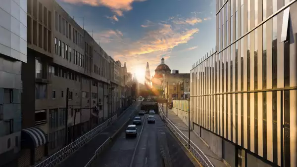 Edificios del centro de Guadalajara al amanecer