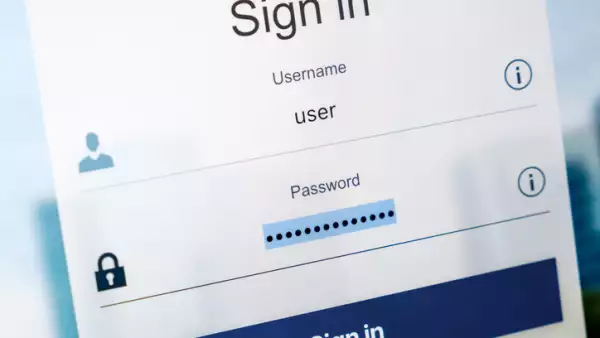 Login screen. Username and password in Internet browser on computer screen