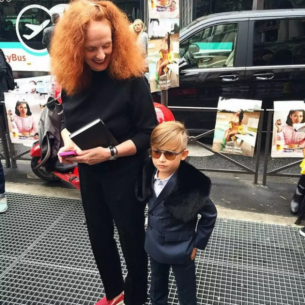 Grace Coddington se encontró con Alonso Mateo en Paris Fashion Week.