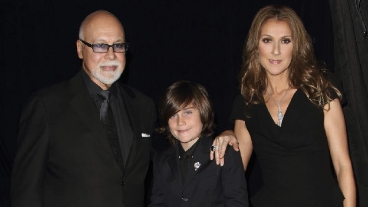 La cantante Celine Dion, sus esposo y su hijo