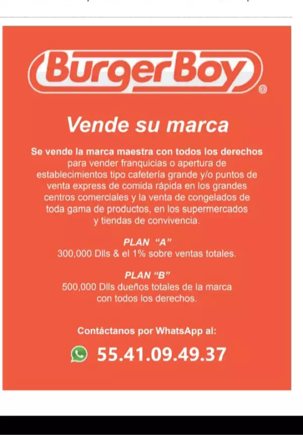 Burger Boy, a la venta