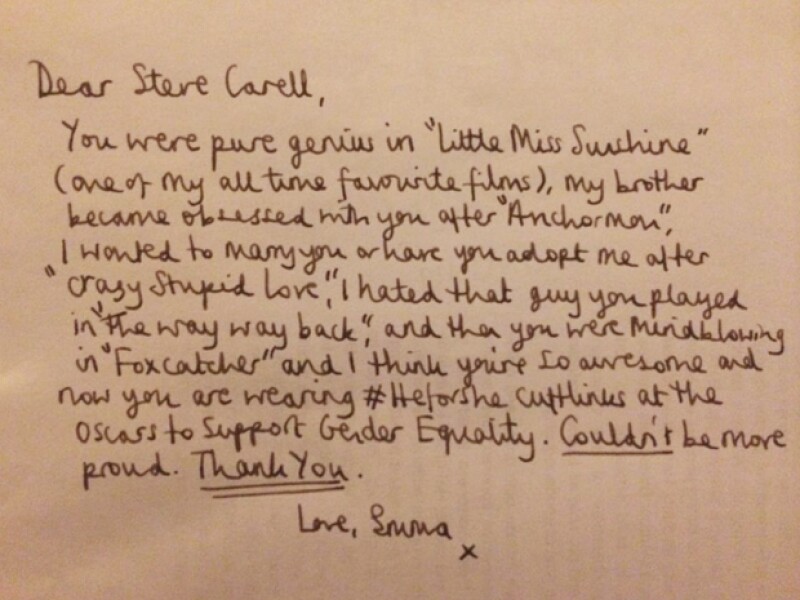 Emma hizo una descripción de sus papeles favoritos del actor en una sincera carta escrita a mano.
