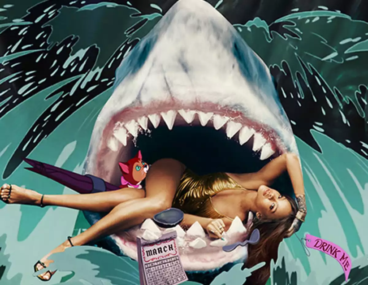 Rihanna en el set de Alice in Wonderland