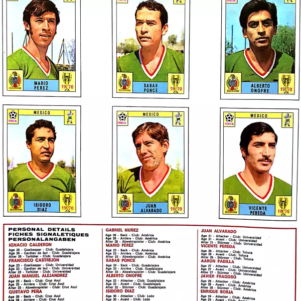 México 1970 álbum Panini