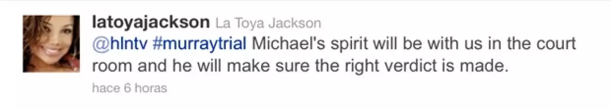 La hermana del ‘Rey del Pop' expresó su alegría en Twitter por la resolución final del juicio contra Conrad Murray.