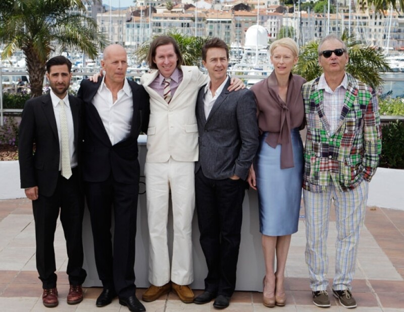Jason Schwartzman, Bruce Willis, director Wes Anderson, and actors Edward Norton, Tilda Swinton, and Bill Murray.