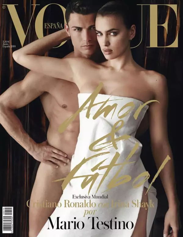 En la edición española de Vogue comparten portada Cristiano Ronaldo y su novia, Irina Shayk.