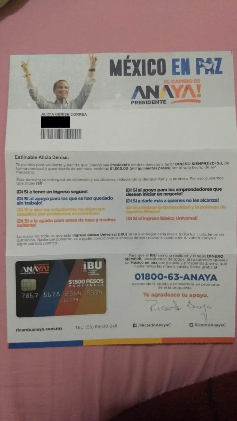 La carta personalizada.