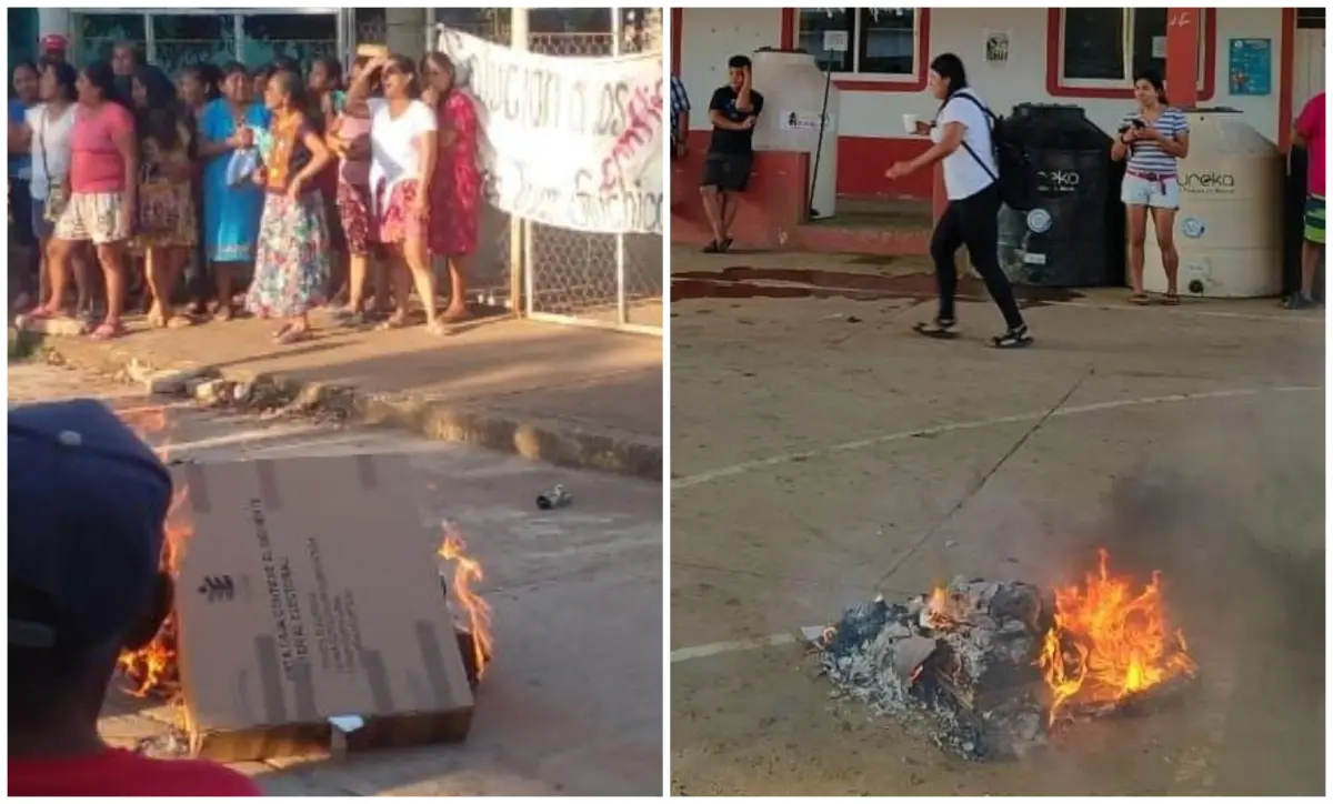 Quema de papelería-Oaxaca 