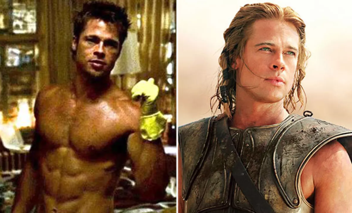 Fight Club y Troya, dos de las películas en las que Brad Pitt interpretó a dos sexys personajes.