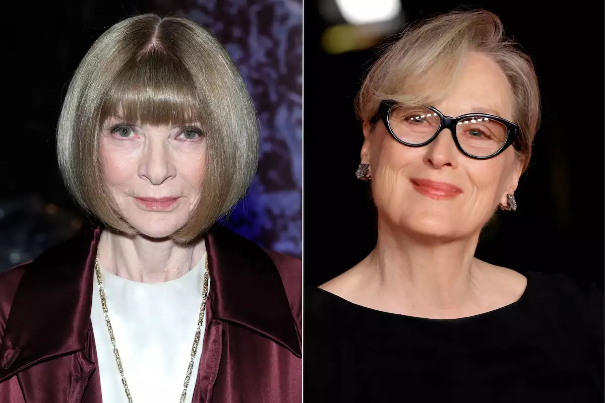 Meryl Streep (en el papel de Miranda Priestley) y Anna Wintour se reúnen en Milán Meryl Streep (en el papel de Miranda Priestley) y Anna Wintour se reúnen en Milán