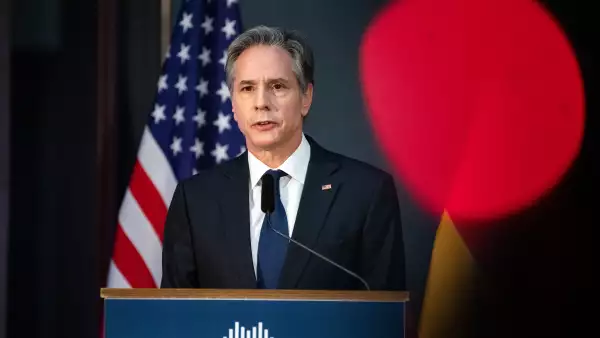 El secretario de Estado de Estados Unidos, Antony Blinken, da una conferencia de prensa. 