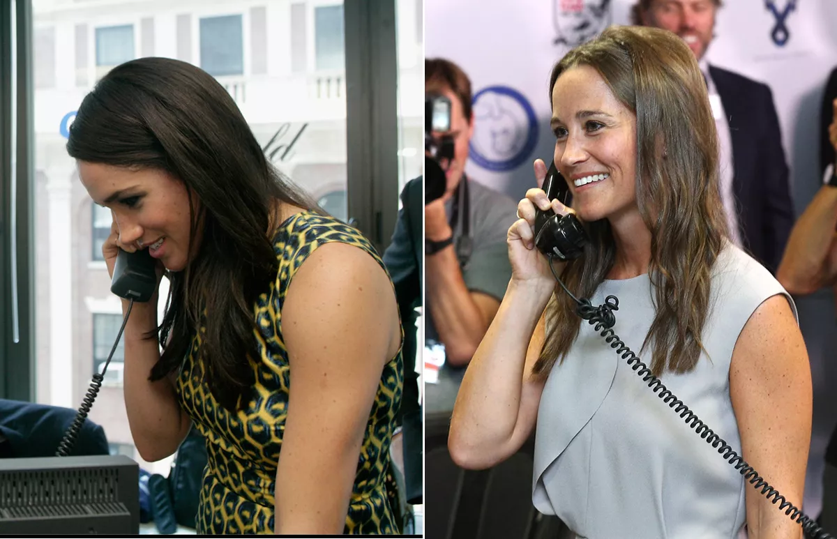 Meghan y Pippa contestando el teléfono