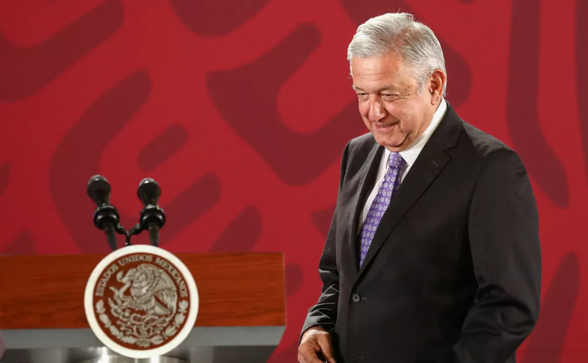 Mexico's President Andres Manuel Lopez Obrador holds a news conference at the National Palace