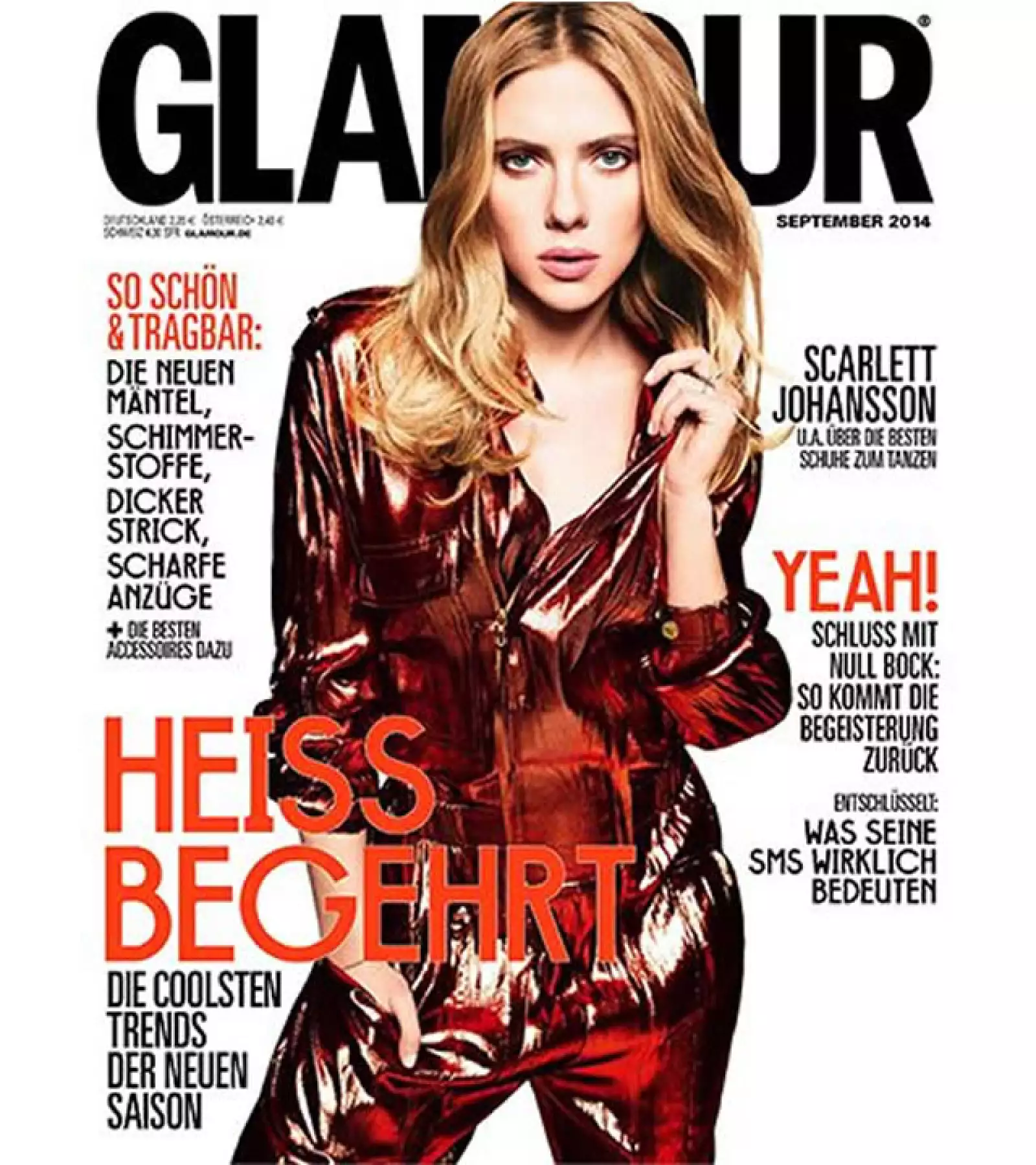 Scarlett Johansson aparece sexy en un jumpsuit de piel en la portada de Glamour Alemania.