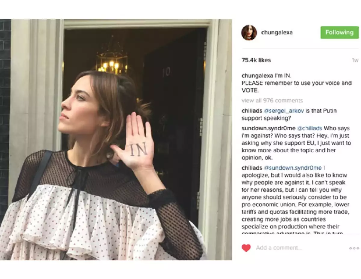 Alexa Chung creó una campaña para impulsar a los jóvenes a votar.