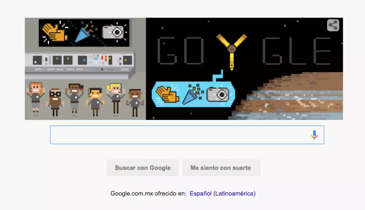 En el 'doodle' se celebra la llevada de la sonda a la órbita de Júpiter.