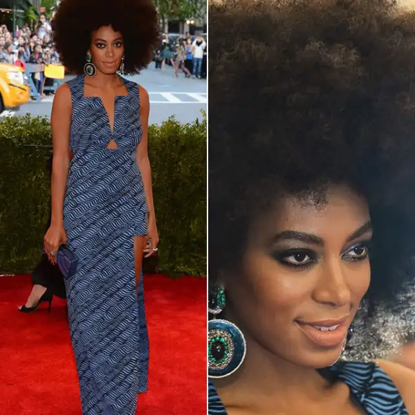 Met Gala 2013: Seguimos viendo su amor por los estampados. Aquí llevó un vestido de Kenzo abierto en una pierna. Llevó un gran afro y unos aretes statement que resaltaron el look.