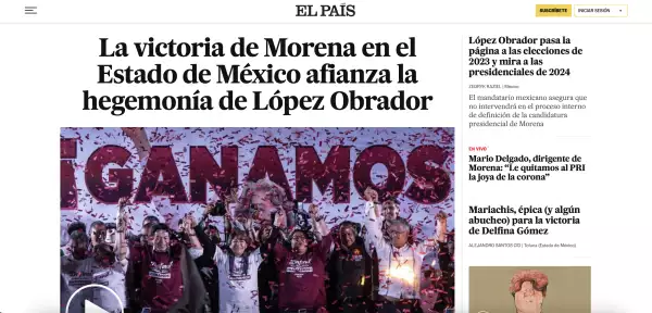 Captura de pantalla de la portada de el periódico El País del 5 de junio de 2023.