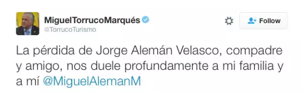 Además, dio el pésame a Miguel Alemán Magnani.