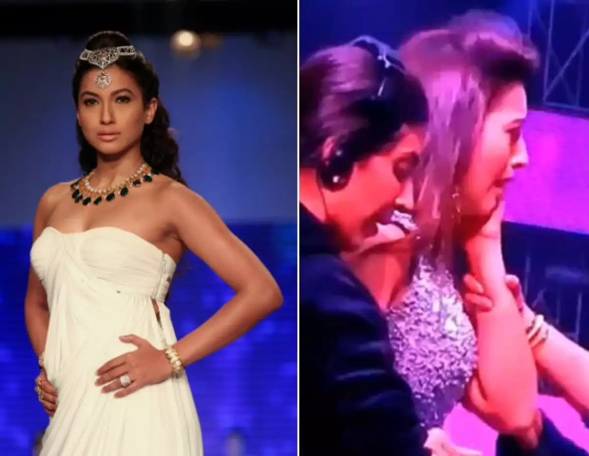 La modelo Gauhar Khan estaba grabando la emisión del programa ‘India’s Raw Star’ cuando un sujeto del público le dio un inesperado golpe por no estar de acuerdo con su forma de vestir.