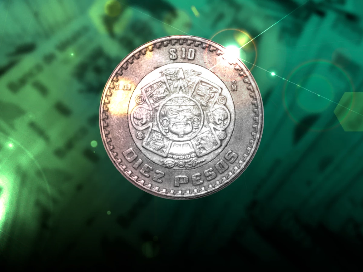 Ten mexican peso coin