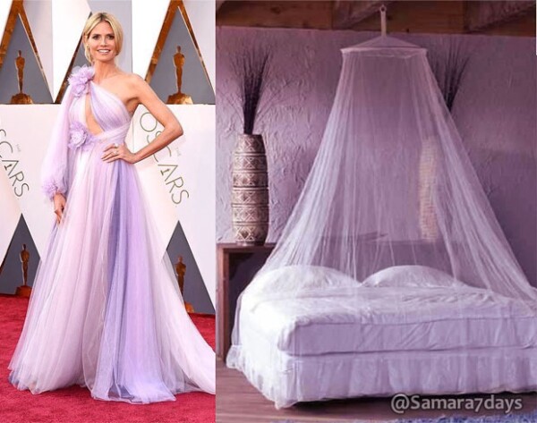 Otro de los vestidos que más burlas se llevaron fue el de Heidi Klum.