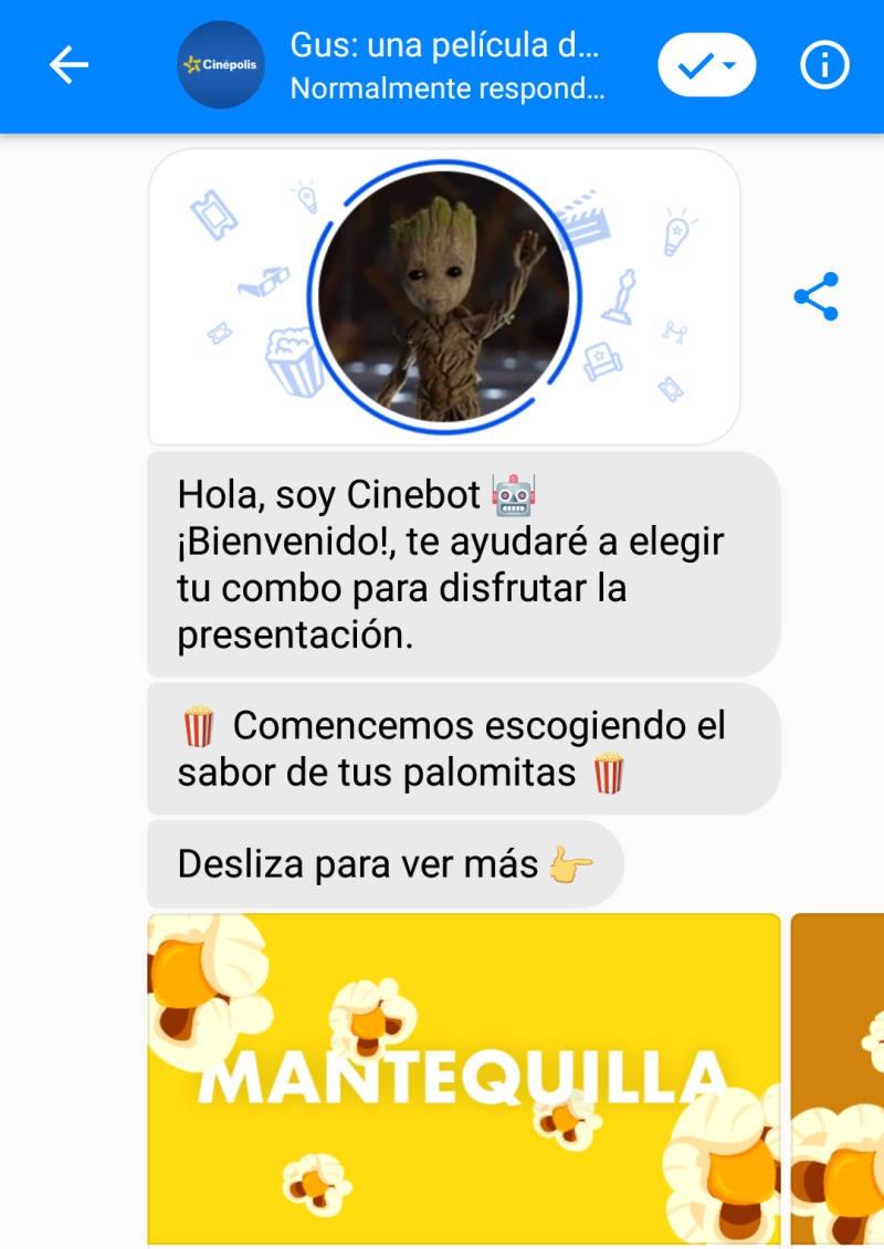 Pero ya está a prueba un nuevo bot que interactúa en sala. Lo puedes probar en Cinépolis VIP Perisur