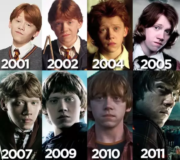 La evolución del personaje de Ron Weasley, interpretado por Rupert Grint.