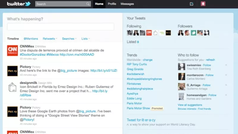 Imagen del nuevo diseño de Twitter