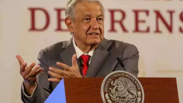 El Primer mandatario del país, Andrés Manuel López Obrador, en Conferencia de prensa ésta mañana en Palacio Nacional.