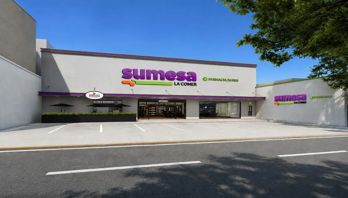 Fachada renovada de un Sumesa, las tiendas de La Comer para competir contra otros supermercados. 