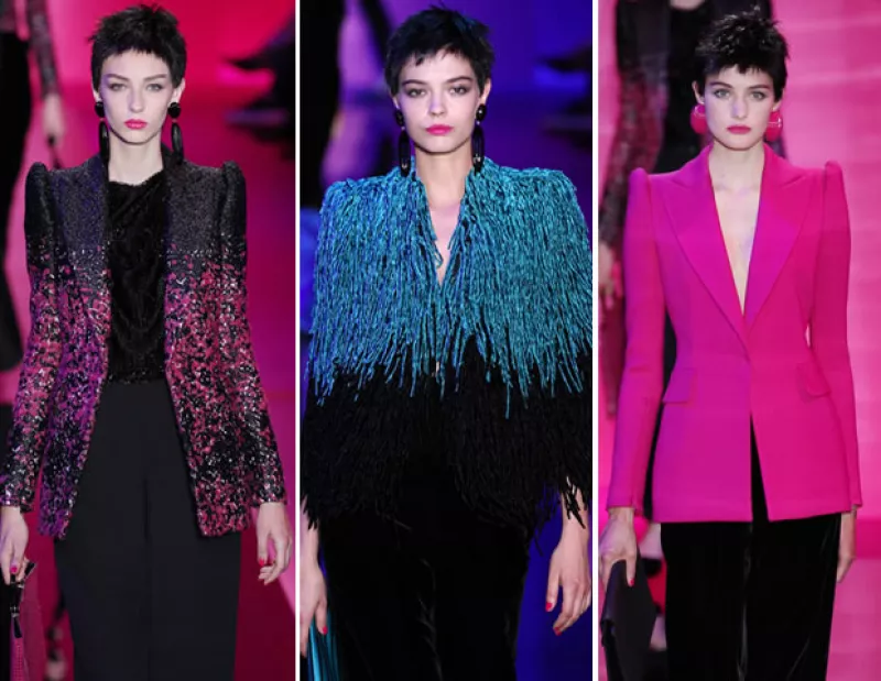 El italiano le inyectó elementos de la época de las hombreras y los aretes oversize a la colección otoño-invierno 2015 de Alta Costura.