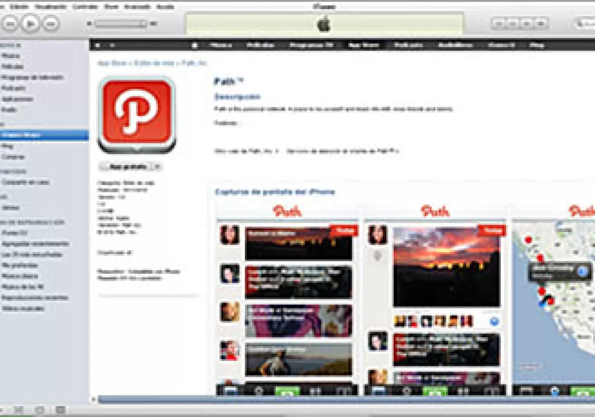 La aplicación Path usa indebidamente datos de sus usuarios, advierte el experto. (Foto: Cortesía iTunes Store)