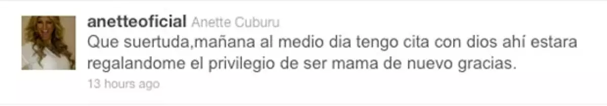 Pasado el medio día, la conductora de televisión dará a luz a los mellizos que espera, según lo anunció a través de su cuenta de Twitter.
