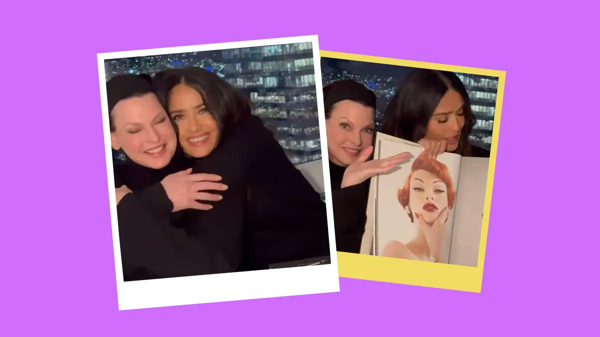 Salma Hayek promociona el nuevo libro de Linda Evangelista, la ex de su esposo 