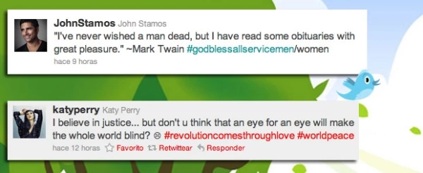 Katy Perry y el actor John Stamos no están muy convencidos de alegrarse por la muerte de una persona, pero se pronunciaron a favor de su país.