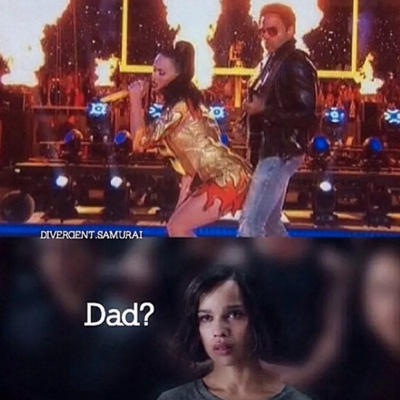 Zoe Kravitz publica su reacción al ver a su padre bailando sensualmente en el medio tiempo del Super Bowl.