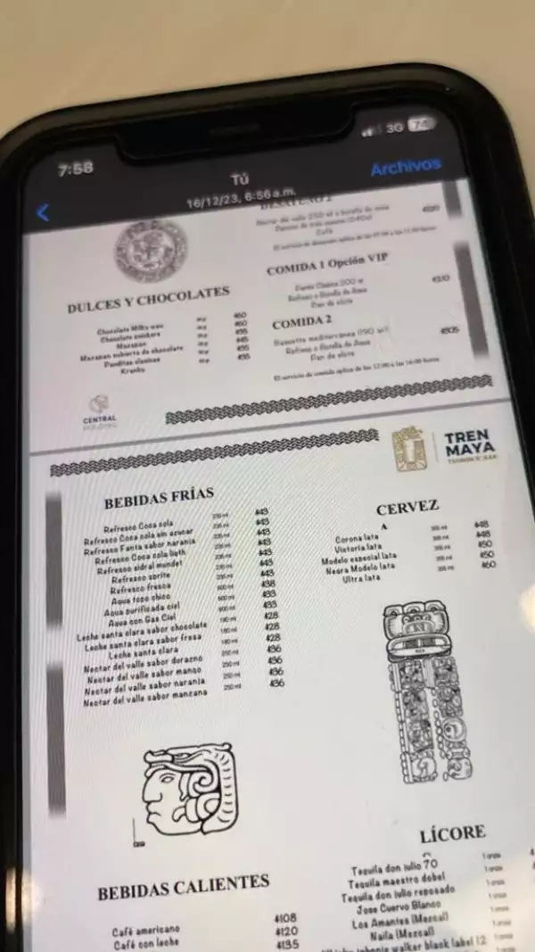Precios de alimentos en el Tren Maya