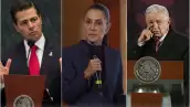La presidenta Claudia Sheinbaum y los exmantarios Andrés Manuel López Obrador y Enrique Peña Nieto. 