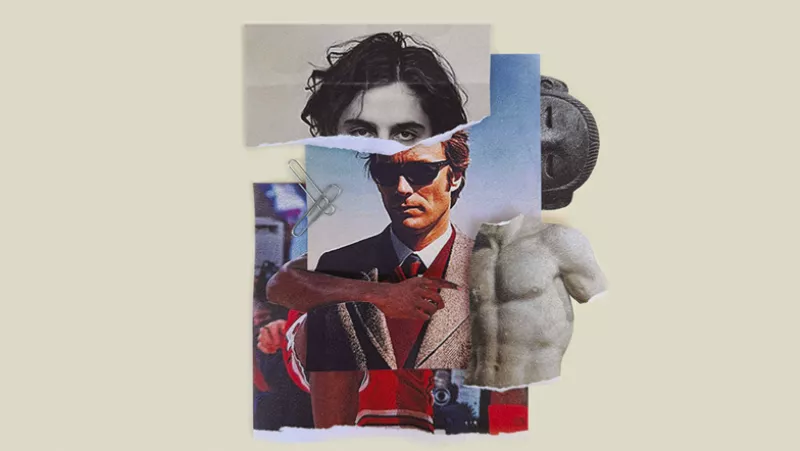 foto collage de imágenes de esculturas antiguas de hombres con fotografías de actores recientes