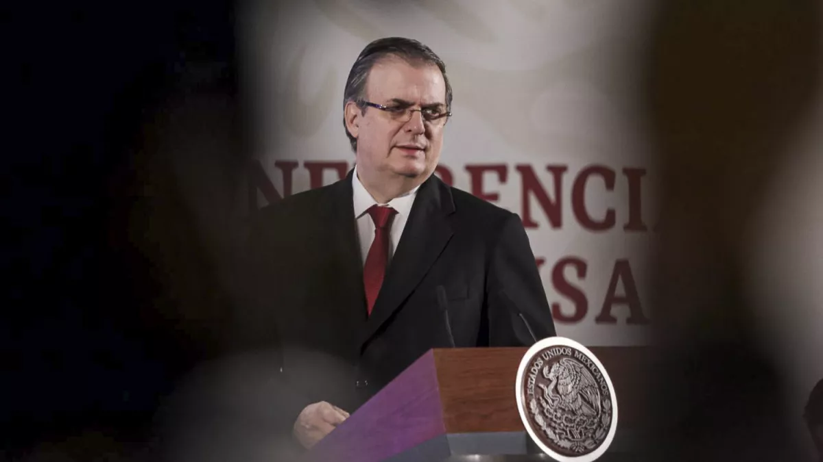 Marcelo Ebrard, secretario de Relaciones Exteriores, durante la conferencia matutina en el Palacio Nacional