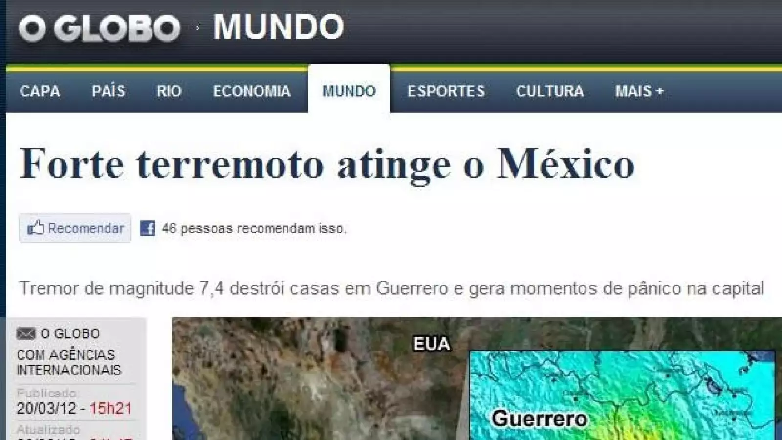Portales temblor Globo