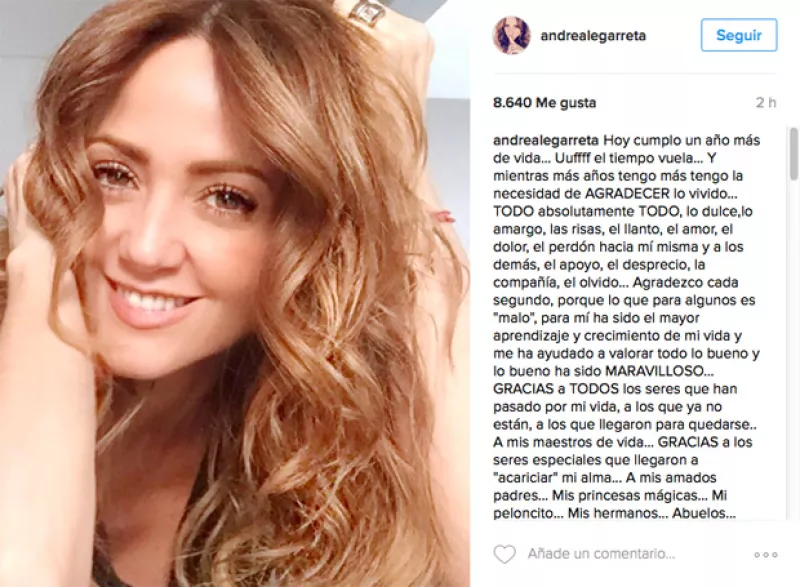 La conductora publicó en Instagram un mensaje en el que agradece a todos y todo, incluso el desprecio, y asegura que quiere seguir viviendo intensamente.