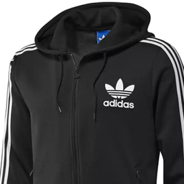 Esta hoodie hecha de algodón tiene cierre al frente y una capucha.