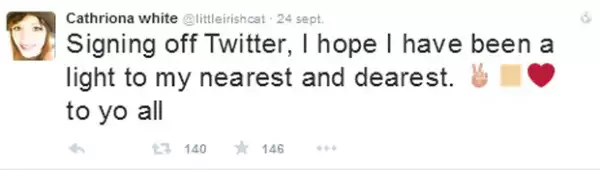 Este es el útimo tuit de Cathriona White.